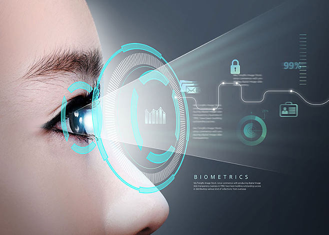 人工智能科技生物医疗医学眼睛光效面部识别合成海报PSD设计素材
